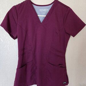 Grey's Anatomy XS Maroon Scrub Top